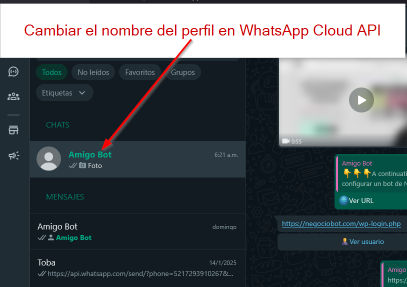 Cambiar el nombre del perfil en WhatsApp Cloud API