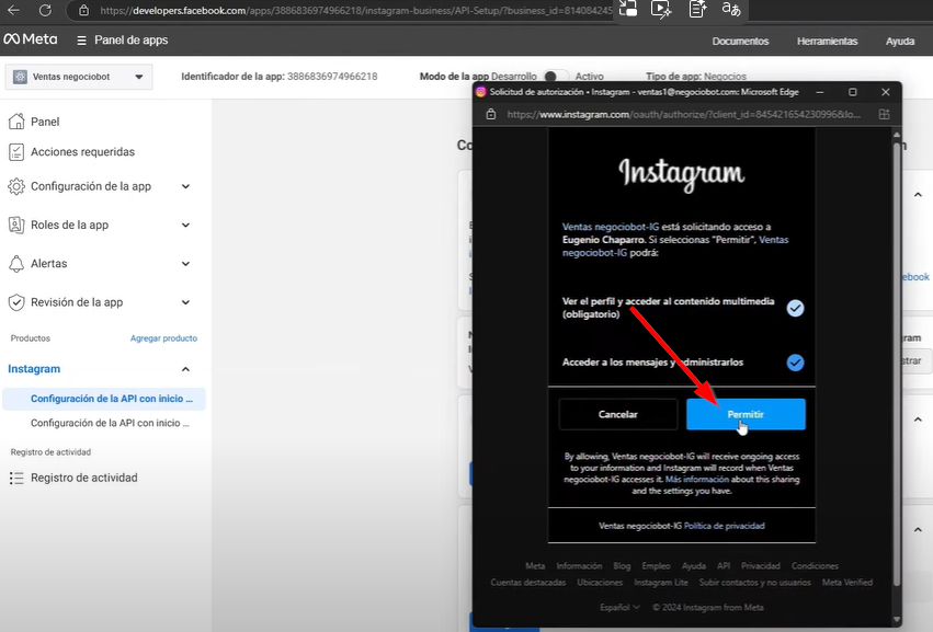 Damos click en permitir